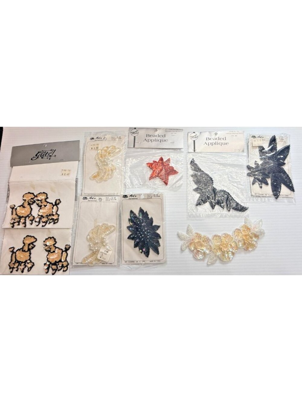 Vintage applique Sequin Beaded Sew On Lot New
